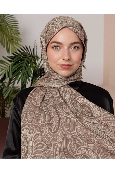 aldyoo Double Face Viscose Shawl - Ethnic Pattern Light Brown