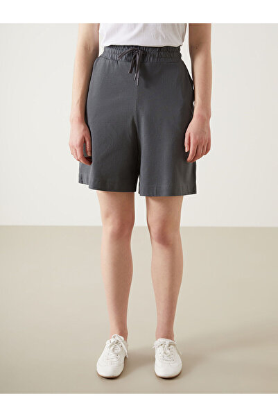 LC Waikiki Gray Women's Elastic Waist Plain Shorts