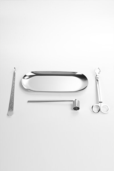 rufus concept 4 Parça Metalik Gri Mum Söndürme ve Bakım Seti