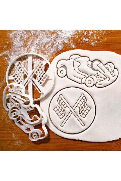 Hobist قالب كوكي لعربات السيارات وأعلام السباق من فورميولا 1 وقالب لب السكر