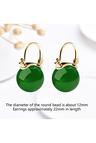Choice A3 Ancient Style Jade Bead Earrings Gentle Fashion Temperament Ear Buc...