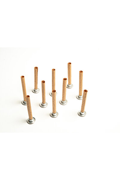 rufus concept Dairesel Model Ahşap Mum Fitili Ve Yapışkanlı Fitil Sehpası 10 Adet ( Ø: 8mm X H:75 )