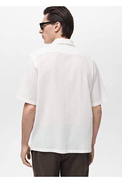 MANGO Man Seersucker Bowling Collar Shirt