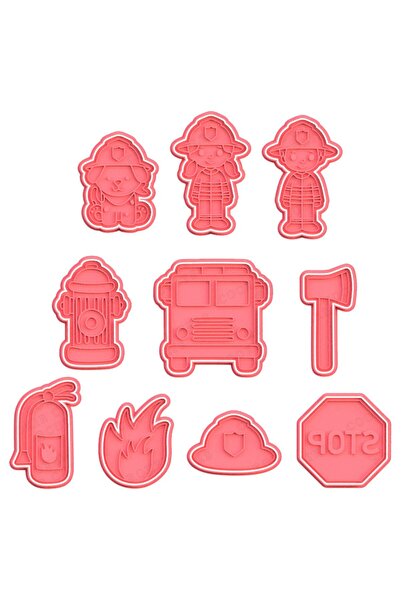 Hobist مجموعة قوالب كوكي بتصميم رجال الإطفاء - 10 أحرف مختلفة و10 قطع