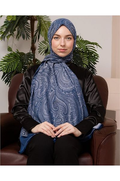 aldyoo Model etnic șal din viscoză cu două fețe albastre