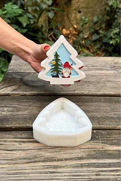 rufus concept 2D Çam Noel Baba Desenli Silikon Mum Kalıbı