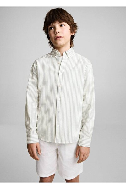 MANGO Kids %100 pamuklu çizgili Oxford gömlek