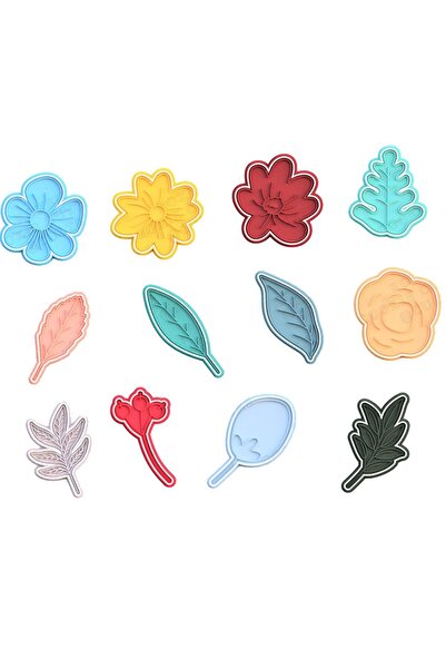 Hobist قالب كوكيز بنمط أوراق الشجر والزهور وقالب لب السكر 12 نمطًا مختلفًا