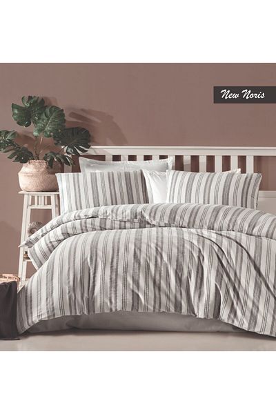 Bahar Majoli Home Set lenjerie de pat Majoli Bahar 100% bumbac vopsit cu fire 144TC 4 bucati husa pilotă 200x220cm New Noris