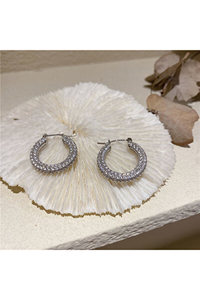 Choice large silver Peri'sBox Large Small Chunky Hoop Earrings Set With Zirco...