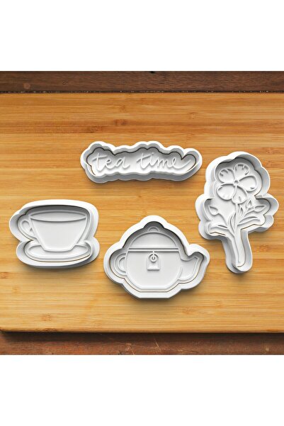 Hobist إبريق شاي وقت الشاي، كوب شاي، قالب كوكيز الزهور وقالب لب السكر