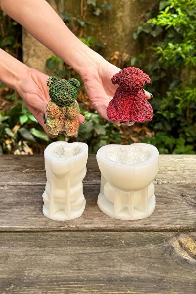 rufus concept Rose Bear ve Rose Dog İki Adet Silikon Mum Kalıp Seti