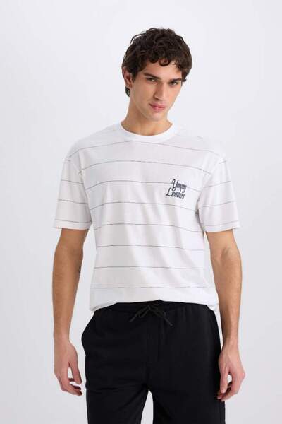 DeFacto Tricou alb pentru bărbați E0592AX/WT34