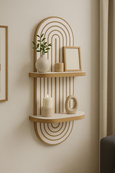 moka park avm Arya Decorative Wall Shelf Balcony Decor Shelf Mdf White 70*20 cm