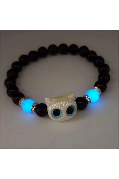 Choice B Matching Bracelets Couples Women Men Luminous Cute Cat Friendship Bracelete Black White Cat Head .