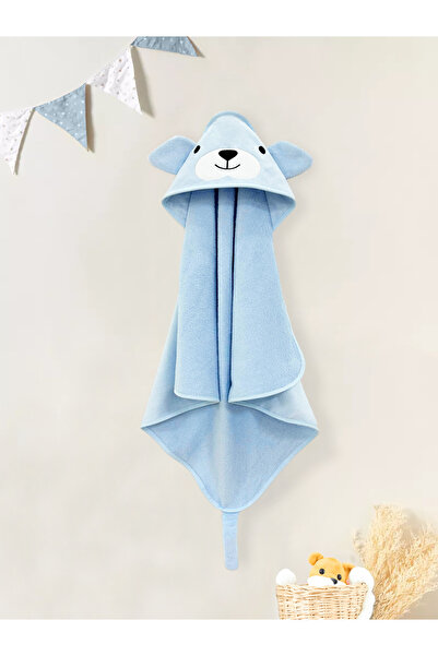 Ellaline Blue Dog Velvet Baby Towel - 100% Cotton, Oeko-Tex Certified, Soft Absorbent and Warm
