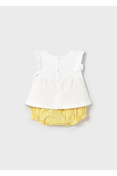 MAYORAL Newborn Baby Girl T-Shirt and Diaper Cover Set with Floral Embroidery