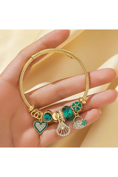 Choice 54-56mm 80519502 1PC Fashion Women's Stainless Steel DIY Multi Element Devil Eye Panjia Dora Bracele