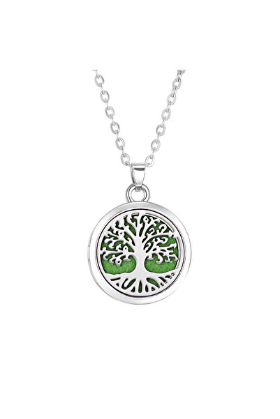Choice قلادة شجرة الحياة العطرية الجديدة من الفولاذ المقاوم للصدأ باللون الفض...