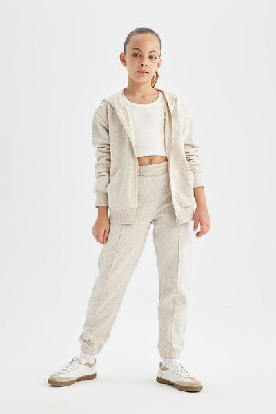 DeFacto Girl's Basic Plain Hooded Zippered School Cardigan C8110A824Au