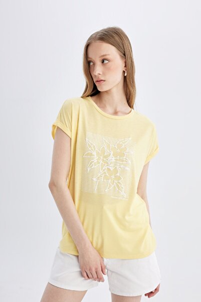 DeFacto Μπλουζάκι με κοντό μανίκι με λαιμόκοψη C9418ax24sm