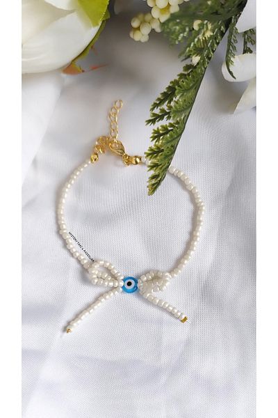 MYSTERY TAKI AKSESUAR Evil Eye Beaded Bow Anklet