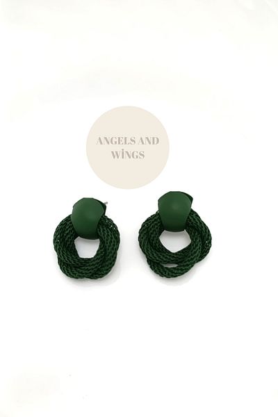 SherDesing Green Ring Shaped Bijouterie Earrings