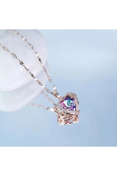 Choice XL1565-1 قطعة واحدة من قلادة قلب المحيط المرصعة بالزركون البرونزي والز...