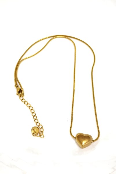 SherDesing Kalp Obje Sarı Çelik Kolye