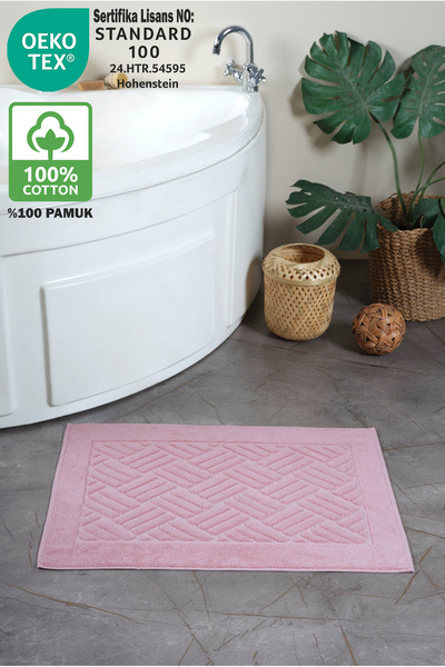Ellaline Рушник для ніг 100% бавовна, сертифікований, з смугастим візерунком, жакардовий килимок для ванної кімнати, пудрово-рожевий, 50x70 см