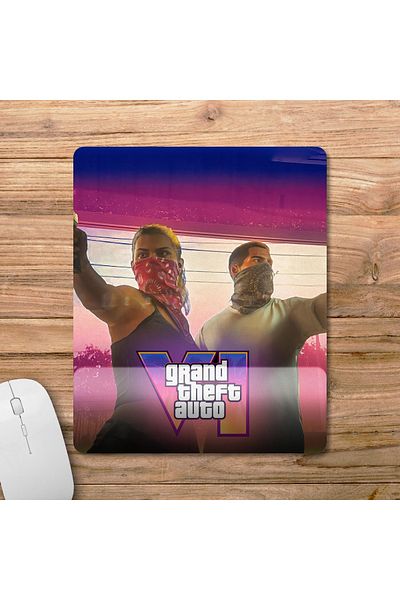 Pixxa GTA 6 - Grand Theft Auto 6 - GTA VI لوحة ماوس مع مسند للمعصم موديل 7 - مستطيل