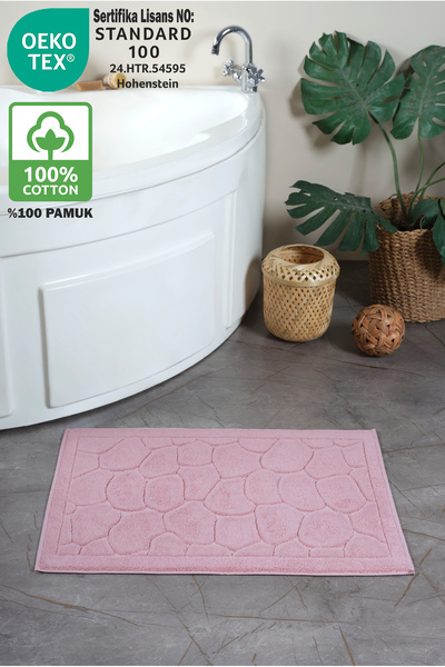 Ellaline Рушник для ніг 100% бавовна, сертифікований, з каменним візерунком, жакардовий килимок для ванної кімнати, надзвичайно поглинаючий, рожевий, 50x70 см