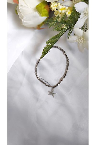 MYSTERY TAKI AKSESUAR Sea Star Gray Bead Anklet