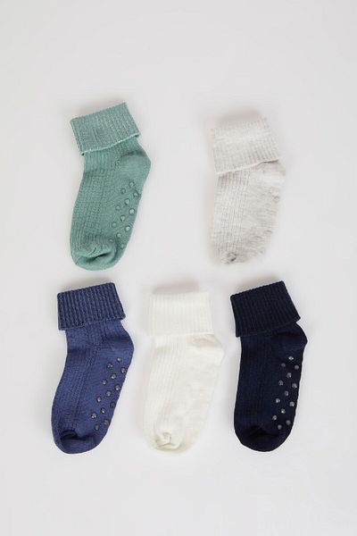 DeFacto Baby Boy Seamless 5-Piece Cotton Long Socks C9114A5Ns