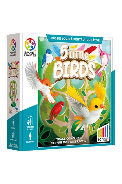 Smart Games - 5 malých ptáčků, logická hra s 60 výzvami, 5+ let, anglické vydání. Rumunské