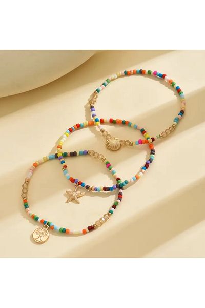 MYSTERY TAKI AKSESUAR Triple Elastic Anklet with Accessories