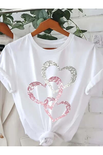 LAND MODA طباعة نمط قلب وردي فضي تم تصميم هذا المنتج كنمط مطبوع،