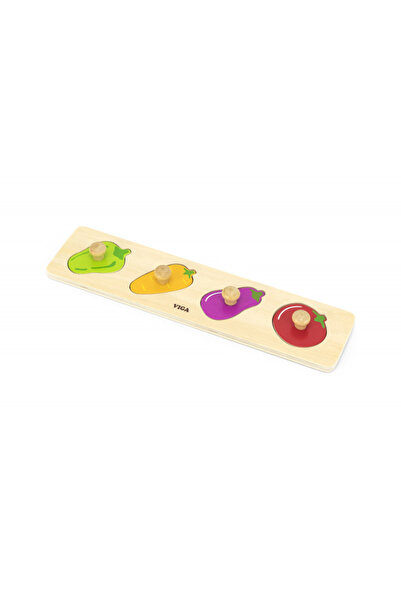 Viga Puzzle Montessori cu maner, Legume, Viga