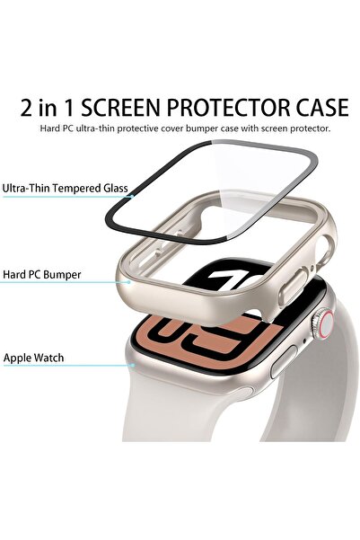 İncisoft Watch Seri 10-11 42mm Uyumlu Kasa Ve Ekran Koruyucu 360 Tam Koruma Kapak Kılıf