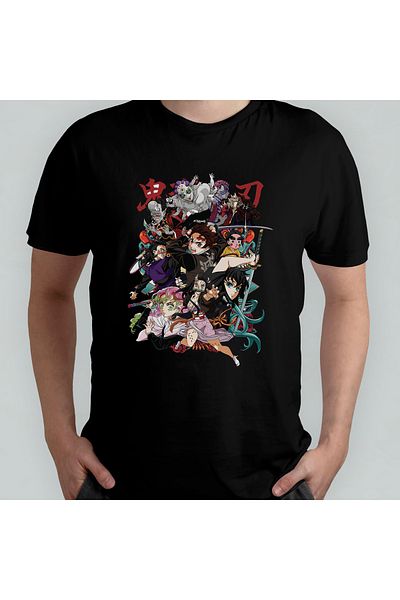 Pixxa Demon Slayer Kimetsu No Yaiba Unisex 100% βαμβακερό μπλουζάκι με λαιμόκοψη μοντέλο 11