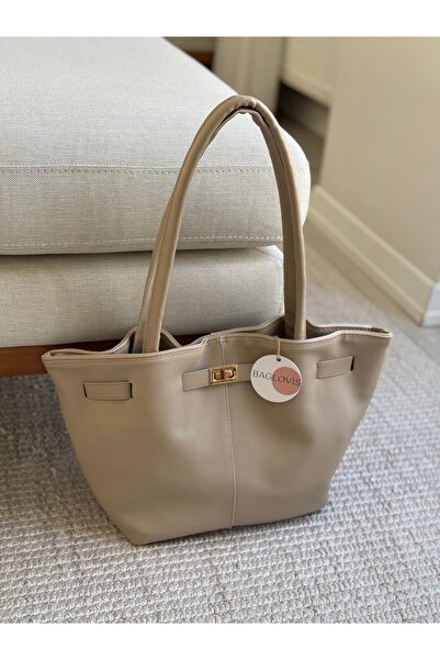 BAGLOVİS Mink Women's Shoulder Bag with Lock Detail En40 Uzn25