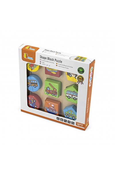 Viga Puzzle din cuburi din lemn cu mijloace de transport