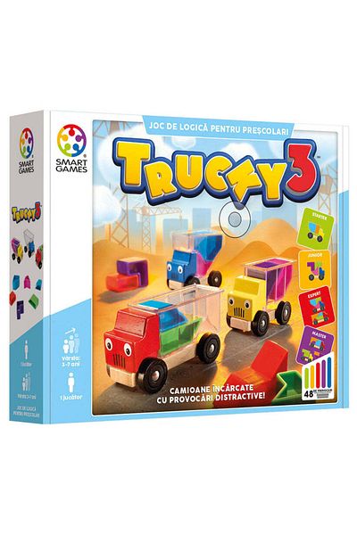 Smart Games - Trucky 3, logická hra se 48 výzvami, 3+ roky, anglická verze.