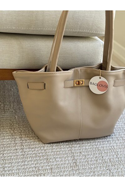 BAGLOVİS Mink Women's Shoulder Bag with Lock Detail En40 Uzn25