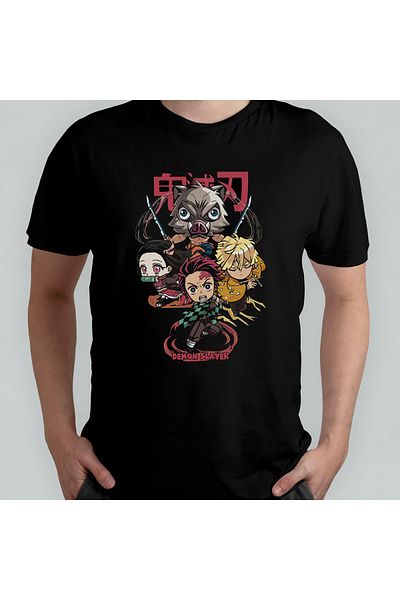 Pixxa Unisex 100% βαμβάκι Kimetsu No Yaiba T-shirt και μοντέλο με λαιμόκοψη 10