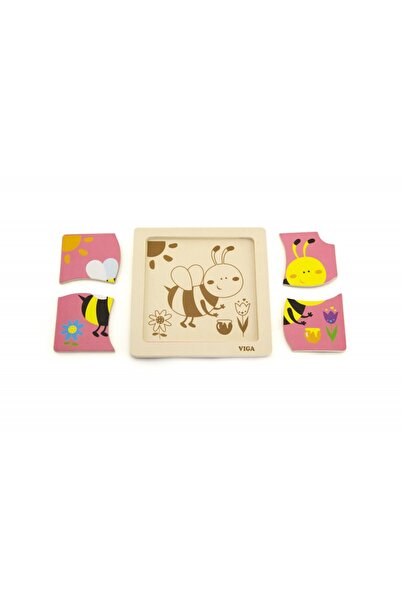 Viga Wooden puzzle of 4 large pieces - bee, Viga