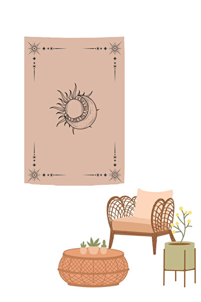 GREENDECOR Tapiserie de perete boemă Mandala bej - Motive de yoga și hippie