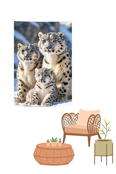 GREENDECOR Leopardul de zăpadă - Covor de perete și artă cu tema familiei, dragoste, iubire, putere