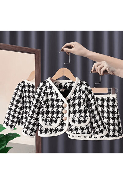 nannie Ținută Mara pentru fete, neagră, în carouri - 12-18 luni