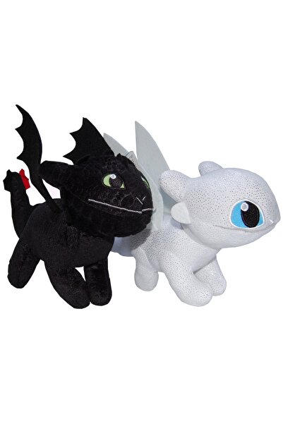 Play By Play Set 2 jucarii din plus Toothless 25 cm si Light Fury Sparkle, Dragons, 28 cm